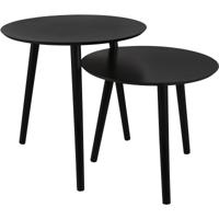 Ronde Bijzettafel Set van 2 - Zwart Metaal & MDF