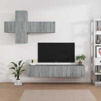 7-delige Tv-meubelset bewerkt hout grijs sonoma eikenkleurig