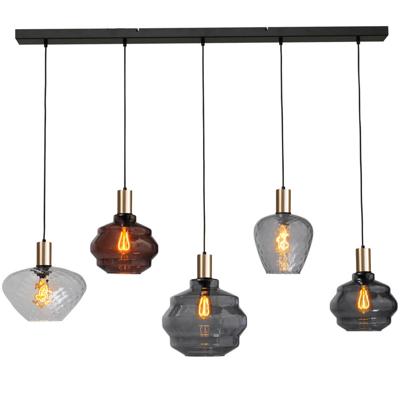 Masterlight 5-lichts hanglamp - goud -Porto met verschillende glazen - 2711-05-02-130-5-415
