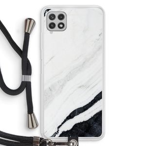Elegante marmer: Samsung Galaxy A22 4G Transparant Hoesje met koord
