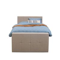 Boxspring met opbergruimte en voetbord Liv geblokt - beige - 120x200cm - Leen Bakker