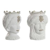 Grondlegger Home ESPRIT Wit Beige Porselein 15 x 15 x 26.5 cm (2 Stuks)