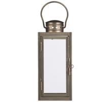 Mica decorations Lantaarn / windlicht Arzilla - goud - metaal - verlichting - 10 x 23 cm