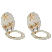 Zachte sluit toiletbril 2 pcs Geel en Wit 44 x 38 cm MDF-plaat