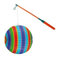 Lampionstokje 40 cm - met lampion - regenboog kleuren - D25 cm