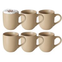Koffiemokken Paris - 6x stuks - Keramiek - pastel beige - 300 ml - 8 x 10 cm