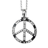 Carnaval/verkleed accessoires Hippie/sixties sieraden - ketting peace teken - zilver