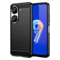 Asus Zenfone 10 Geborsteld TPU Hoesje - Koolstofvezel - Zwart