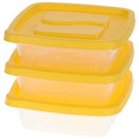 Voorraadbakjes/bewaarbakjes met gele deksel - 3x stuks - 1 liter - 1000 ml - vershoudbakjes