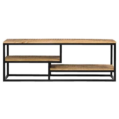 Leen Bakker - TV-dressoir Kyan - Zwart/naturel - 50x150x35 Cm - Hout/Metaal - Zwart#Bruin