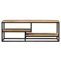 Leen Bakker - TV-dressoir Kyan - Zwart/naturel - 50x150x35 Cm - Hout/Metaal - Zwart#Bruin