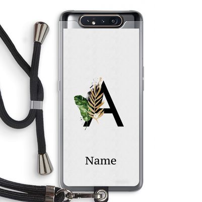 Charcoal Flora: Samsung Galaxy A80 Transparant Hoesje met koord