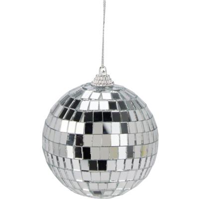 Disco kerstbal - zilver - D7,5 cm - foam - spiegelbol - discobol - kerstversiering
