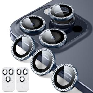 iPhone 15 Pro/15 Pro Max Tempered-Glass Lens Protectors - Rhinestone Dark Blue