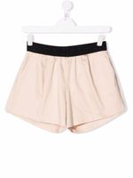 Moncler Enfant short en coton à taille à logo - Tons neutres