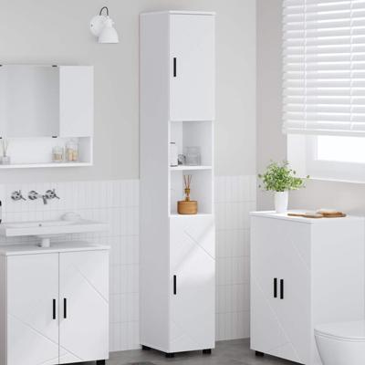 Hoge badkamerkast met opslag Wit 30 x 35 x 192 cm Bewerkt hout