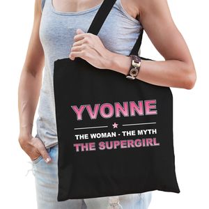 Naam cadeau tas Yvonne - the supergirl zwart voor dames   -