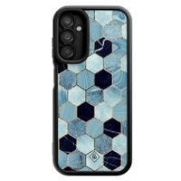 Samsung Galaxy A14 zwarte case - Blue cubes