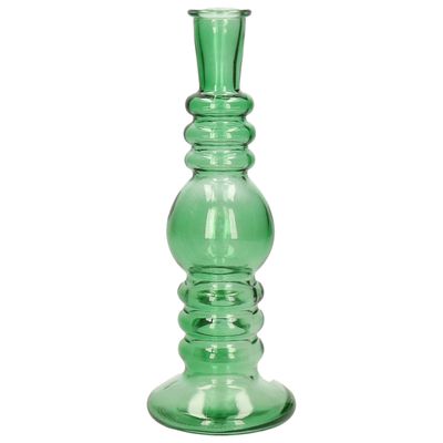 Kaarsen kandelaar Florence - groen glas - helder - D8,5 x H23 cm