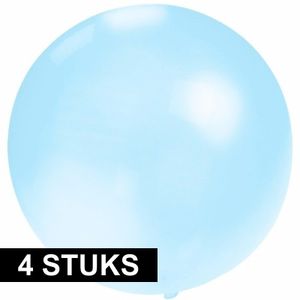 4x Grote ballonnen 60 cm baby blauw