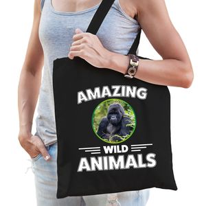 Tasje gorilla apen amazing wild animals / dieren zwart voor volwassenen en kinderen   -