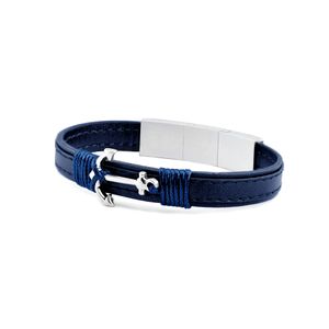 Frank 1967 7FB 0349 Armband leder Anker blauw 21 cm