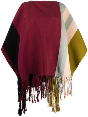 colville poncho en coton à rayures - Rouge