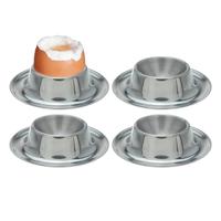 Eierdopjes van RVS - 12x stuks - 8 x 2,5 cm - Stapelbare eierdopjes - Elk weekend en met Pasen