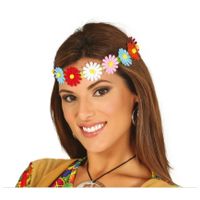 Verkleed haarband met bloemen - gekleurd - meisjes/dames - Hippie/flower Power