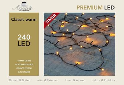 Led classic outdoor 240l/24m 10m aanloopsnoer zwart 31v/ip44 transfo met aan/uit/8/16u timer functie Anna's collection - Annas collection