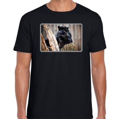Dieren t-shirt met zwarte panters foto zwart voor heren Dieren t-shirt met zwarte panters foto zwart voor heren