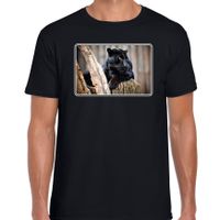 Dieren t-shirt met zwarte panters foto zwart voor heren - thumbnail