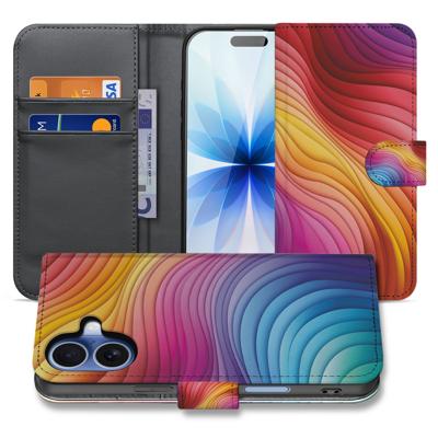 Book Case Hoes Regenboog Voor Apple iPhone 17 PU Leer Pasjes