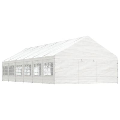 Prieel met dak 13,38x5,88x3,75 m polyetheen wit