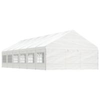 Prieel met dak 13,38x5,88x3,75 m polyetheen wit