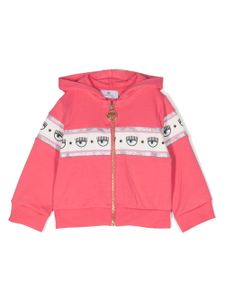 Chiara Ferragni Kids hoodie en coton stretch à motif Eyelike - Rose