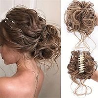 rommelig broodje haarstukken krullend golvend synthetisch haar scrunchies extensions voor vrouwen klauw clip in warrig opgestoken broodje rommelige chignons hair extensions Lightinthebox