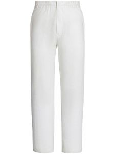 Zegna pantalon en lin à taille élastiquée - Blanc