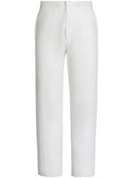 Zegna pantalon en lin à taille élastiquée - Blanc