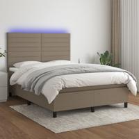 Boxspring met matras en LED stof taupe 140x190 cm