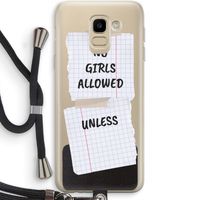 No Girls Allowed Unless: Samsung Galaxy J6 (2018) Transparant Hoesje met koord