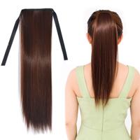 Natuurlijke lange rechte haren paardenstaart bandage-stijl pruik paardenstaart voor vrouwen lengte: 45cm (Marron)