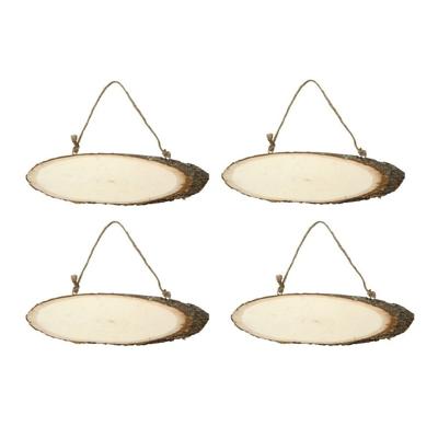 Hobby boomstam ophang bord - 4x - 23 x 6 cm - boomschijf bordjes - naambordje - huisnummer bordje