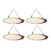 Hobby boomstam ophang bord - 4x - 23 x 6 cm - boomschijf bordjes - naambordje - huisnummer bordje