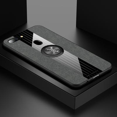 Voor OPPO R11S XINLI stiksels doek Textue schokbestendig TPU beschermhoes met ring houder (grijs)
