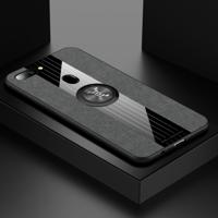 Voor OPPO R11S XINLI stiksels doek Textue schokbestendig TPU beschermhoes met ring houder (grijs)