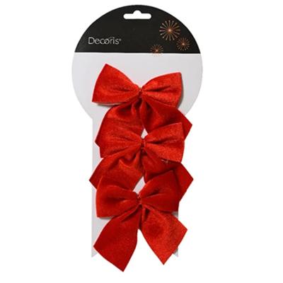 Decoratie strikken - 3x - velvet rood - 9 x 10 cm - bruiloft/feest versiering
