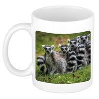 Foto mok maki familie mok / beker 300 ml - Cadeau maki apen liefhebber - feest mokken - thumbnail