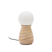 Kave Home Tafellamp 'Okeni' Travertin en glas, 32cm
