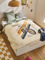 Bedset dekbedovertrek en kussensloop kind BMX zandbeige